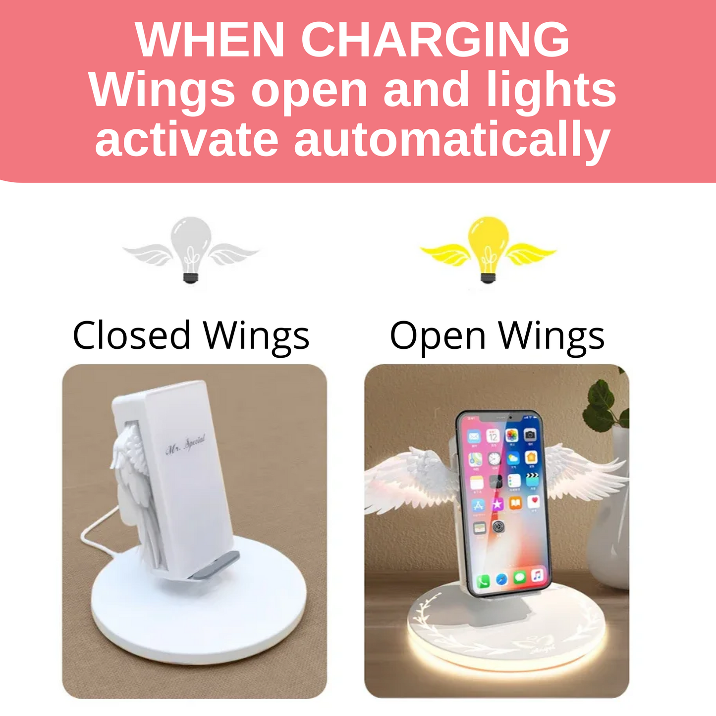 Charger with Enchanted Wings and Light